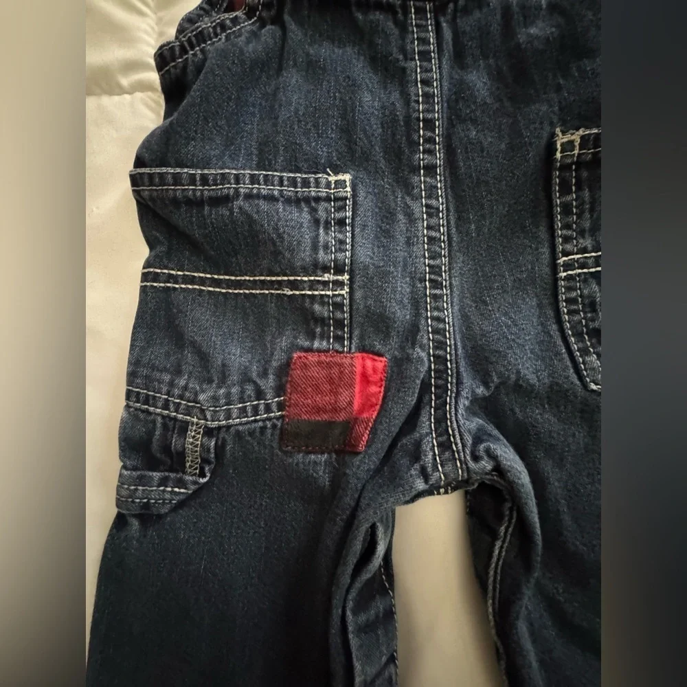 OshKosh B'gosh Kids Overalls - Blue with Red Patches